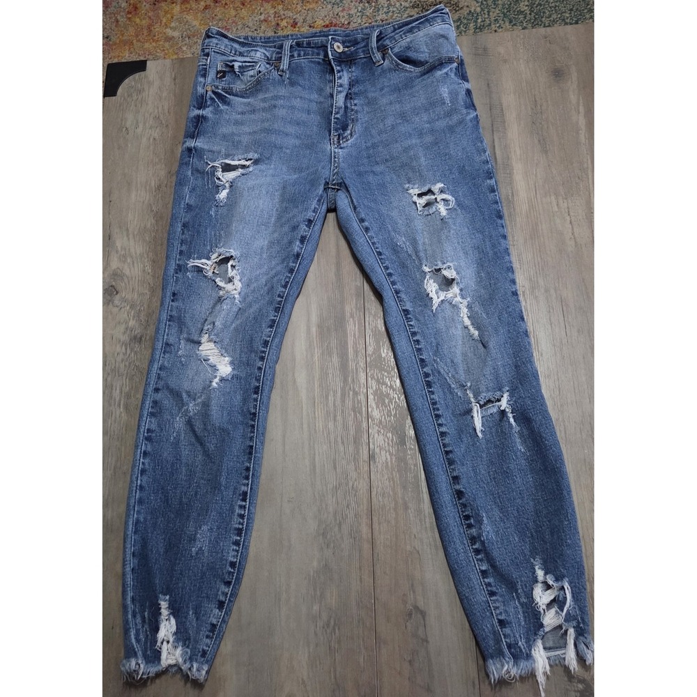 KanCan Distressed Junior Girls Denim Blue Jeans 11/29 w/ 25" Inseam